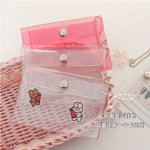 [Lady Sugar] Womens Credit Card Holder Wallet Fashion Transparent Waterproof Pvc Business Card Purse Id Card Mini Wallet Girl Coin Purse