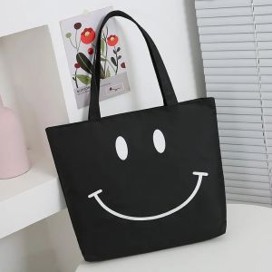 Oxford Cloth Handbag Womens Single Shoulder Bag Eco-friendly Waterproof Casual Style Printed Canvas Bag with Zipper Closure