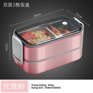 Hộp Cơm Trưa Bằng Thép Không Gỉ 304 Thân Thiện Với Môi Trường Có Thể Dùng Lò Vi Sóng Di Động Hộp Đựng Thức Ăn Bento Có Ngăn Chia Cho Người Lớn Trẻ Em Trường Học Văn Phòng 1/2 Tầng