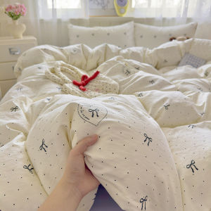 Floral Cartoon Duvet Cover With Zip 1Pc Washed Cotton Quilt Cover Soft Skin-friendly Single/Queen/King/Super King Size Comforter Cover