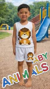 TERNO Baby Animals Kids Sando And Shorts for Boys and Girls 1-12 Years Old