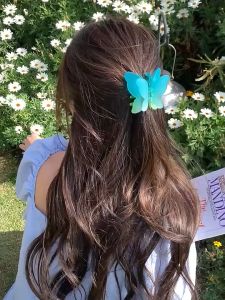 Kẹp tóc càng cua hình bướm 2 cánh kẹp nửa đầu nhựa nhám phối 2 màu dễ thương dành cho bạn gái PK185