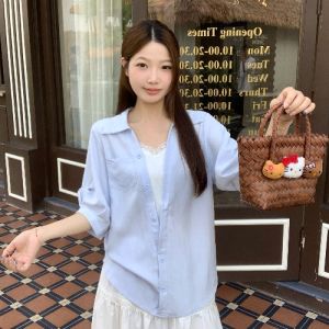 AIYITI | Unique Fake Two Piece Large Size Pink Womens Blouse