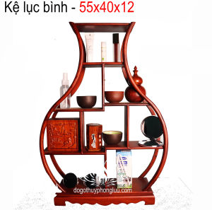 Kệ mini gia dụng hình lục bình gỗ gõ cao 55 rộng 35