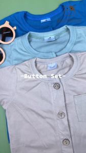 Nadokido Button Set / Kaos Piyama Baju Tidur Setelan Anak Cewe Cowo Bayi Polos ( 1 - 2 Tahun )
