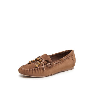 Joy&Peace Indian 2025 Autumn New Soft Bottom Sheepskin Embroidery Bead Slip-On Bean Shoes Womens Flats Casual round Toe