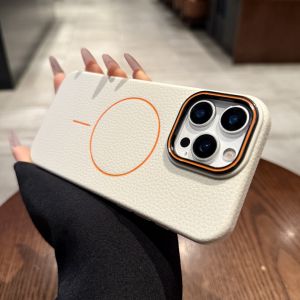 AO.HU | Magnetic Magsafe Charging Drop Protection Phone Case for iPhone 17 Pro Max 16 Pro Max 15 Pro 14 Pro 13 12 White Alligator Pattern