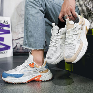 ORNGMALL Mens ColorBlock Lace-Up Athletic Sneakers Fashion Platform Shoes School Student Casual Sports Shoes Road Running Trainers - Mens Tennis Shoes - Mens Sneakers for Everyday & Versatile