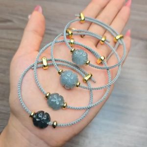 Vòng tay cỏ 4 lá Lam Ngọkc dây cáp có 2 màu xanh đậm & nhạt không kén mệnh - Phong Thủy TUDO