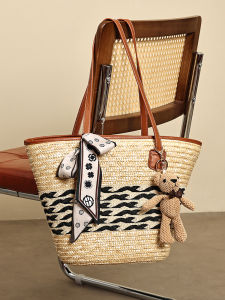Summer 2025 GXFMOD Large Capacity Straw Woven Beach Tote Bag Casual Versatile Fashion Trend Double Shoulder Strap Handbag