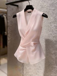 KUNAILIN | Stylish Korean Urban V-neck Sleeveless Pink Top