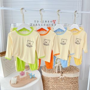 Bộ Quần Áo Trẻ Em Dài Tay Minky Mom Vải Thun Lạnh Thiết Kế Thân Áo In Hình Gấu Her Bear Quần Bo Gấu Cho Bé 0-8 Tuổi Mặc Thu Đông TD-IN84