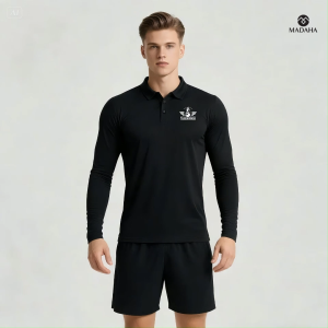Madaha Polo shirt Dry Fit Kaos Kerah Lengan Panjang Jersey Olahraga Taekwondo Shinra Dojo