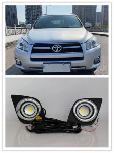 LED Fog Lights Assembly For Toyota RAV4 2009 2010 2011 Front Bumper Fog lamp Replacement Angel Eye Daylight Accessories DRL Kit