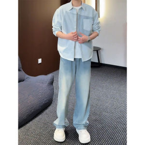 Relaxed Lightweight Ice Silk Straight Leg Jeans for Men