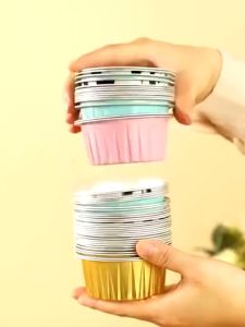 20Pcs Aluminum Foil Muffin Liner Cup Disposable Round Cupcake Baking Aluminum Cup for Air Fryer Oven