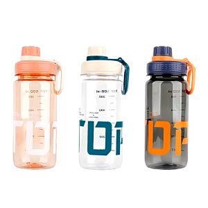 Sports Water Bottle，600ml Eco-Friendly Odor-Free Leak-Proof Thickened Heat Resistant Durable Drop-Proof Wear-Resistant Portable Convenient Easy to Clean with Holder Scale Marker for Outdoor Sport Gym Trip Cup