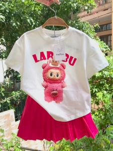 Set Melisa cho bé gái 11-43kg Áo Labubu Chân váy xếp ly hồng đậm Váy xinh cho bé