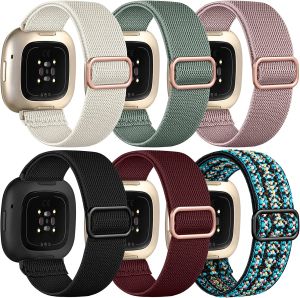 Elastic Strap for Fitbit Versa 3 Band Nylon Replacement Bracelets for Fitbit Versa 2/Sense/Versa 3/Versa 4 Smart Watch Wristband