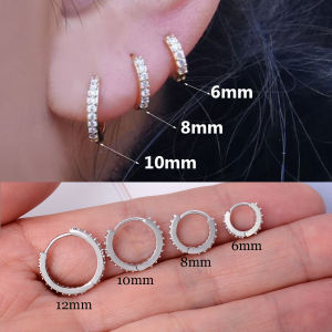Tiny Circle Earrings for Women: Crystal Zircon & Cartilage Piercing