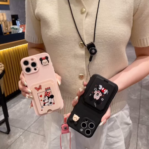Honor X5b X6 X6a X6b X7 X7a X7b X7c X7d X8 X8a X8b X8c X9 X9a X9b X9c Smart 70 90 90 Lite 200 Lite 200 Pro 200 Smart 400 Lite 400 Pro 400 Smart mickey minnie long lanyard TPU silicon soft case sarung telefon 米奇米妮手机壳