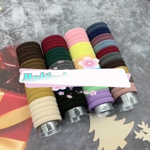 Yoibeauty - [Isi 20 pcs] Ikat Rambut Wanita Polos Elastis Free Wadah Tabung Plastik Silinder Canned Elastic Hair Ties