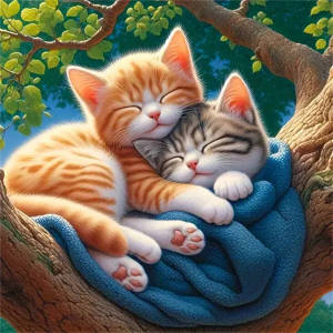 Huacan Cat Diamond Mosaic Tree Diamond Painting Cartoon Full Drill Embroidery Animal Wall Decoration Holiday Gifts