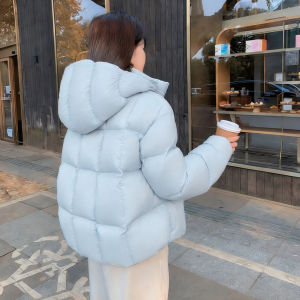 MANWUJINGLING | Short Puffy Down Jacket Yellow For Petite Women Winter Coat