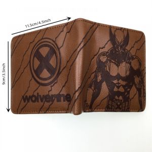 Embossed Dark Pattern Two-Fold Wallet Cartoon Anime Hero Coin Purse Men Women Faux Leather Wallet with Zipper Avengers Deadpool the Wolverine Captain America Hulk Batman Superman