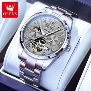 OLEVS 7028 Đồng Hồ Cơ Tự Động Dành Cho Nam Mặt Số Tourbillon Phát Sáng Đa Chức Năng Ngày Chống Nước Bằng Thép Không Gỉ Chronograph