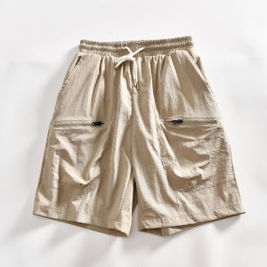Outdoor Mens Casual Shorts Breathable Quick Dry Fabric Elastic Waist Summer Lightweight Comfortable Workwear with Big Pockets