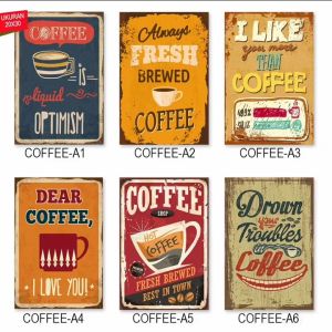DEcTionS Quote Hiasan Dinding Dekorasi Cafe / Rumah Model Vintage Tema Coffee / Kopi Unik 20x30 cm