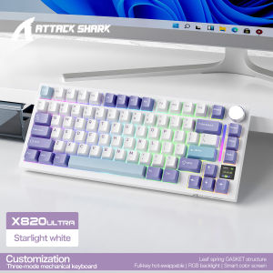 ATTACK SHARK | ATTACK SHARK X820 ULTRA 75% Tri Mode Mechanical Keyboard Gasket Mount 1.2mm PCB Slot Color Screen 4000mAh Battery Hot Swappable
