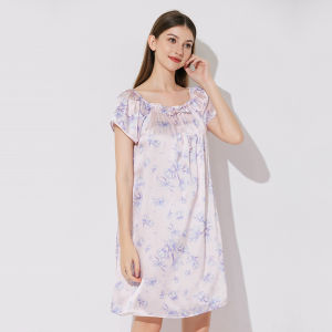 Pure Color Loose Silk Nightgown 100% Silk