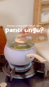 (DISKON 60%) freemir Panci Gemoy Ungu 16cm Panci Rebus/Kuah/MPASI Anti lengket dengan Gagang Kayu Single Bottom