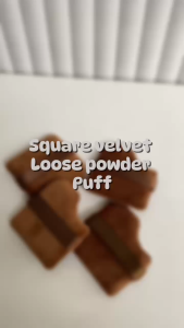 Square Velvet Loose Powder Puff Brown Coklat Beauty Blender Spons Lembut Spon Bedak Halus Foundation
