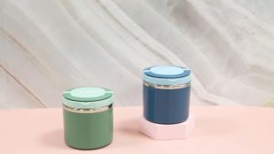 Cangkir Sup Anti Tumpah Stainless Steel Portabel 500ML Hijau