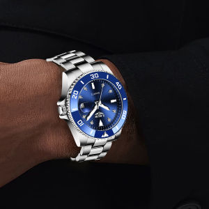 LIGE Fashion Watch Men 3ATM Removable Turntable Waterproof Calendar Steel Band Quartz Watch Jam Tangan Lelaki + Box