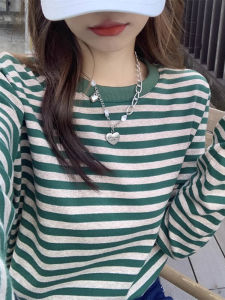 Womens Loose Long Sleeve T-Shirt Spring Autumn New Style Retro Hong Kong Style Chic Design Sense Fingerless Base Top Shirt