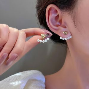 Light Luxury Imitation Pearl Earrings Sweet Heart-Shaped Earrings Womens Fashion Party Wedding Bride Jewelry Gift
