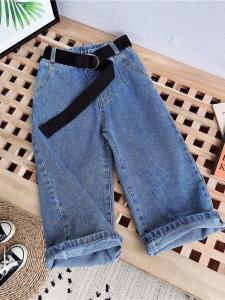 Girls Wide Leg Jeans Loose Straight Cut Childrens Denim Pants Spring Autumn New Arrival Fashionable Long Trousers for Kids