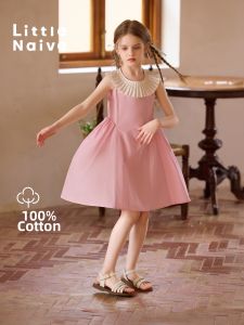 Little Naive | New Style Colorblock Peter Pan Collar Cotton Vacation Dress For Girls