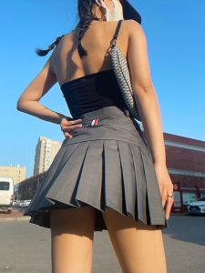 American College Style Suit A-Line Mini Skirt Women Summer Anti-Light High Waist Slimming Versatile JK Pleated Skirt Women