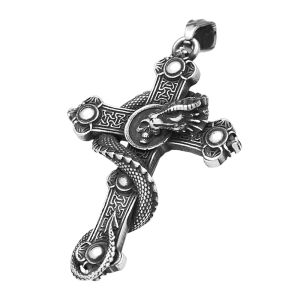 Fashion Punk Dragon Cross Necklace For Men Women Stainless Steel Retro Skull Pendant Unique Amulet Jewelry Gift Dropshipping