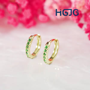 [MỘT CHIẾC] Khuyên Tai Tròn Đính Đá HGJG Đeo Hằng Ngày Khuyên Tai Gài Đơn Giản Bạc 925 Cao Cấp