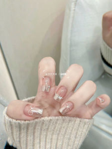 Moon Fairy Pure Desire Thin and Glittering Gradient White Moonlight Bows Manicure Ins Easiest for Match White Handmade Wear Nail