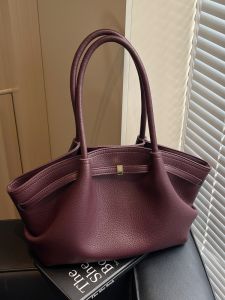 Retro Pleated Large Tote Bag Womens Fashionable Commuting Single Shoulder Underarm Bag High Quality Texture 2025 New Style