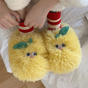Womens Winter Indoor Slip-resistant Warm Comfortable Soft-soled Cotton Slippers Furry Elf Moon Shoe Korean Style Home Shoes