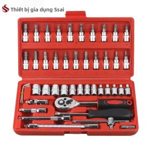 46-Piece Ratchet Wrench Tool Set Hex and Cross Screwdriver Bits