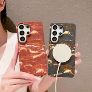 Ốp Điện Thoại Da Họa Tiết Kevlar Cao Cấp Dành Cho Samsung Galaxy S26/S25/S24/S23 Plus FE Tương Thích Sạc Không Dây Magsafe